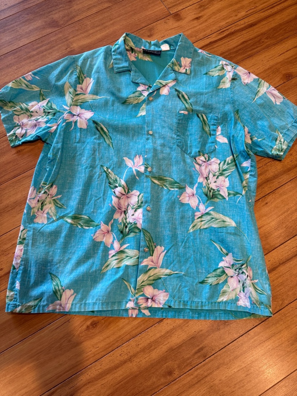 Vintage FRANK Hawaiian Camp Shirt Blue Floral 100% Cotton XL